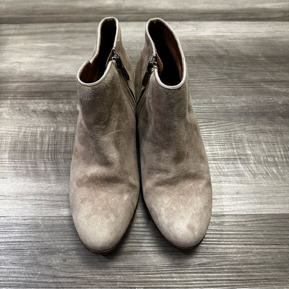 Sam Edelman Petty Ankle Boots Womens Beige Leather Side Zip Booties size 7.5 M - Picture 2 of 13